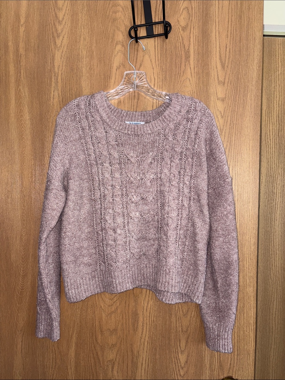 Old Navy Mauve Cable Knit Crewneck Sweater
